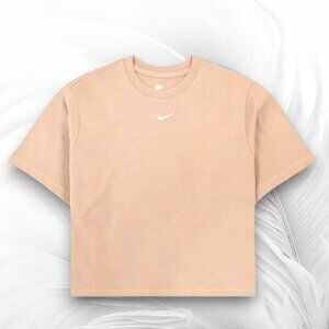 Nike Beige Cropped Tee Minimal Logo Cotton XL